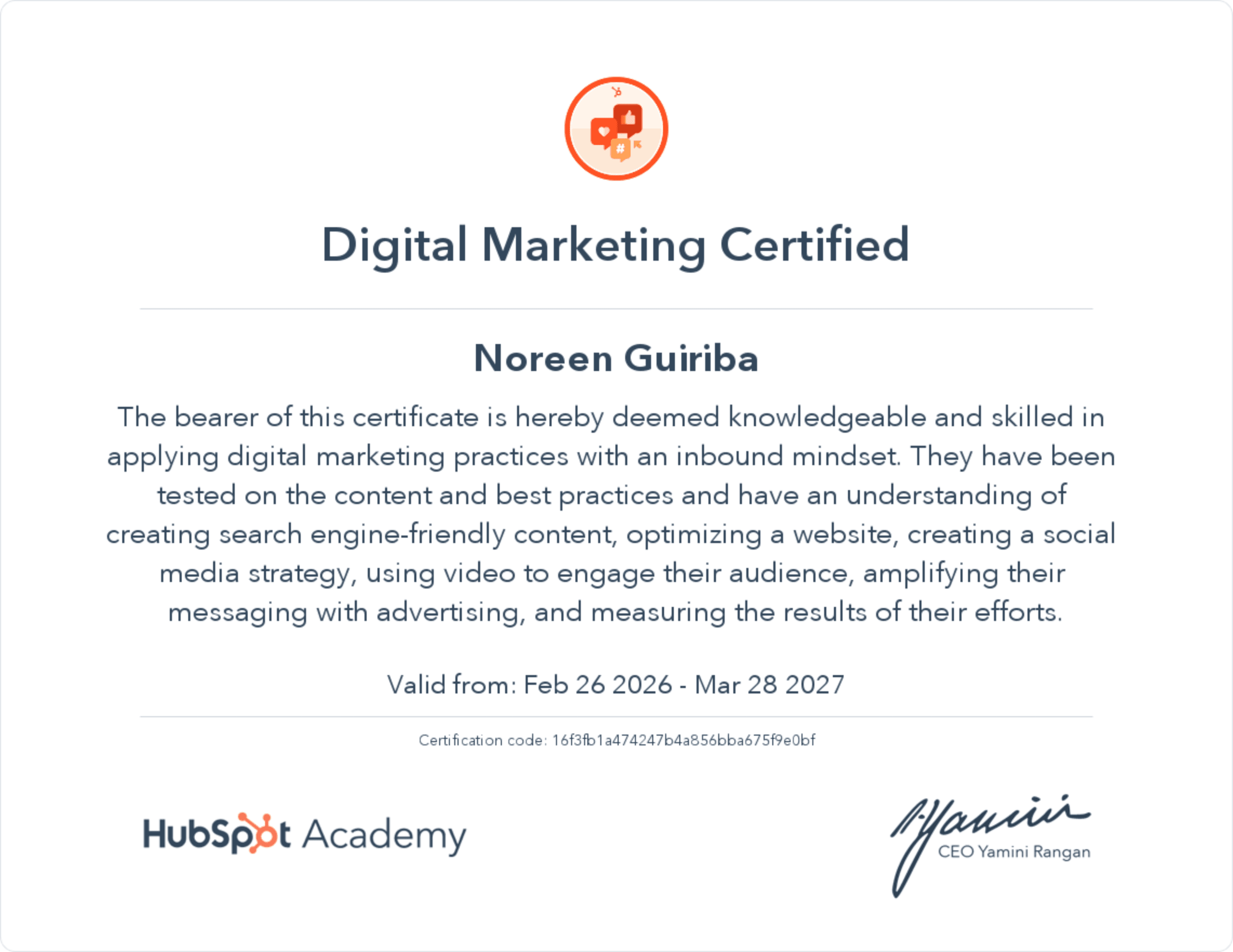 HubSpot | Digital Marketing Certificate